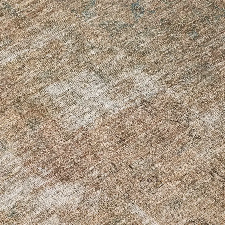 8' Beige And Taupe Round Abstract Washable Indoor Outdoor Area Rug