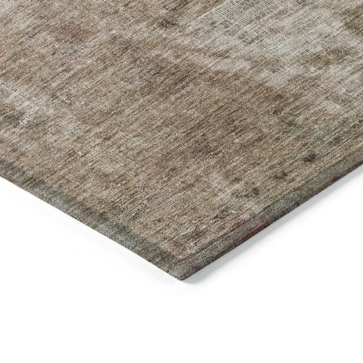8' X 10' Beige And Taupe Abstract Washable Indoor Outdoor Area Rug
