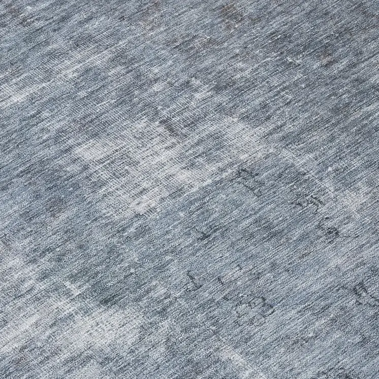 8' Blue And Gray Round Abstract Washable Indoor Outdoor Area Rug