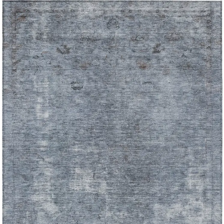 8' X 10' Blue And Gray Abstract Washable Indoor Outdoor Area Rug