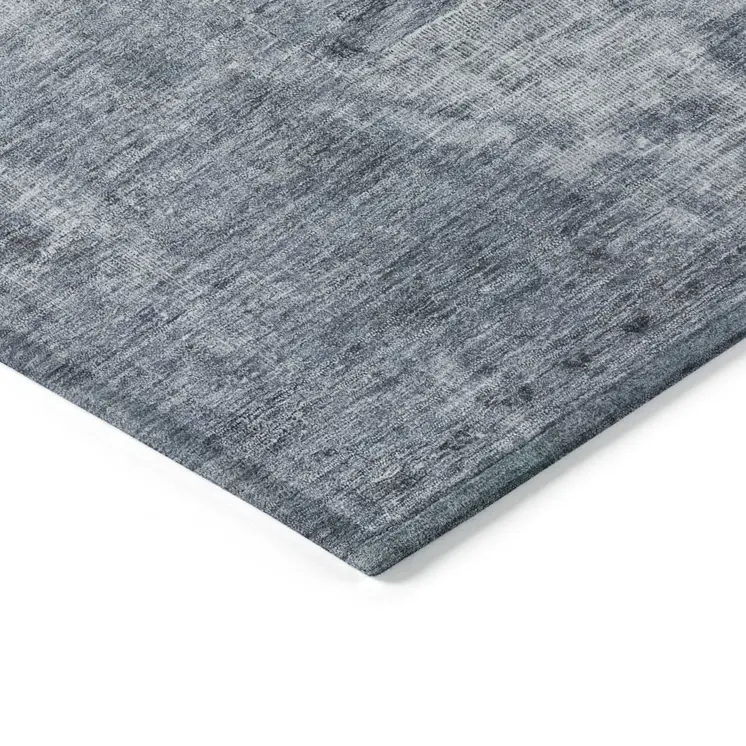 10' X 14' Blue And Gray Abstract Washable Indoor Outdoor Area Rug