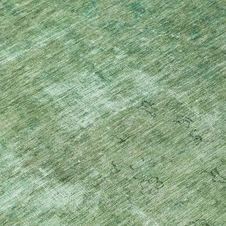 8' Sage And Mint Green Round Abstract Washable Indoor Outdoor Area Rug