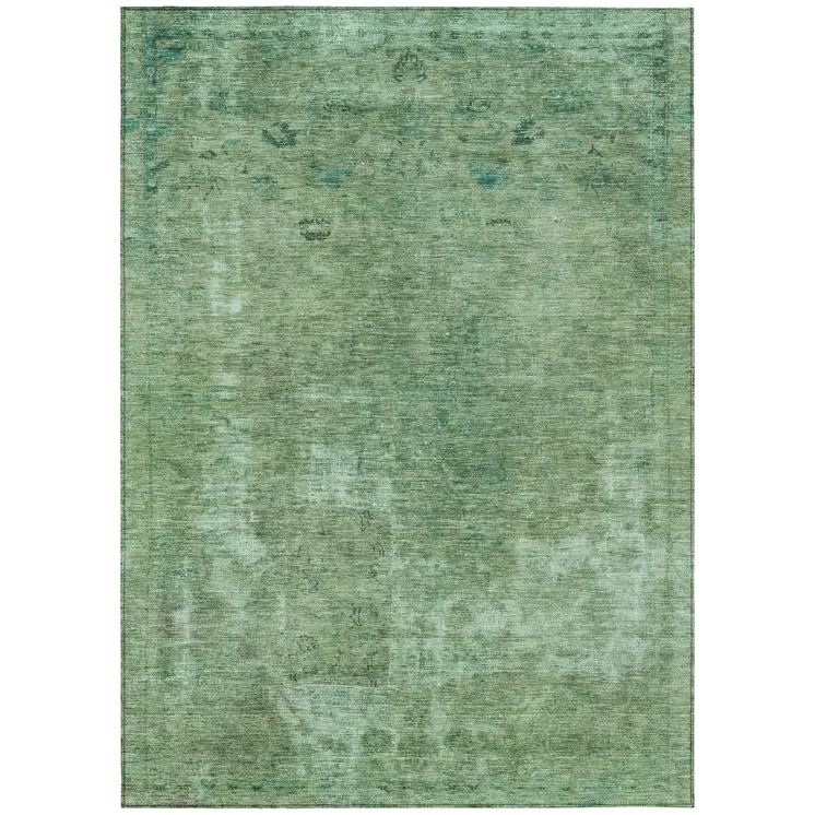 10' X 14' Sage And Mint Green Abstract Washable Indoor Outdoor Area Rug