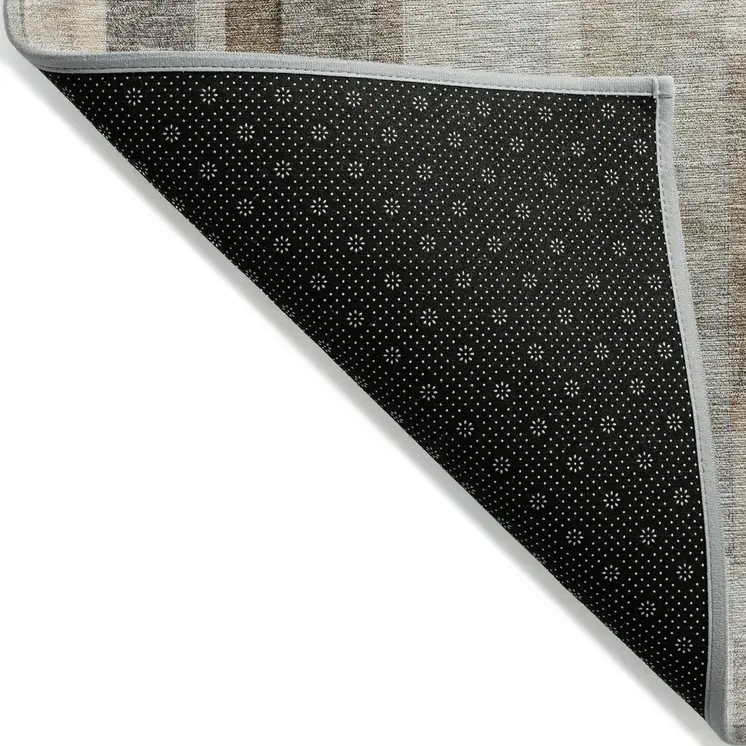 8' X 10' Taupe And Gray Striped Washable Indoor Outdoor Area Rug