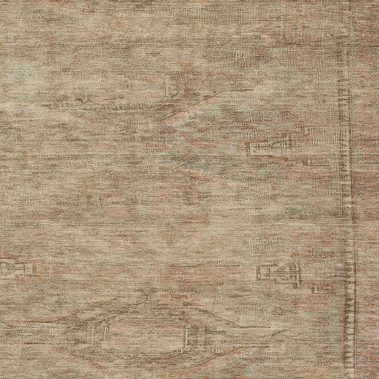 9' X 12' Beige And Taupe Aztec Washable Indoor Outdoor Area Rug