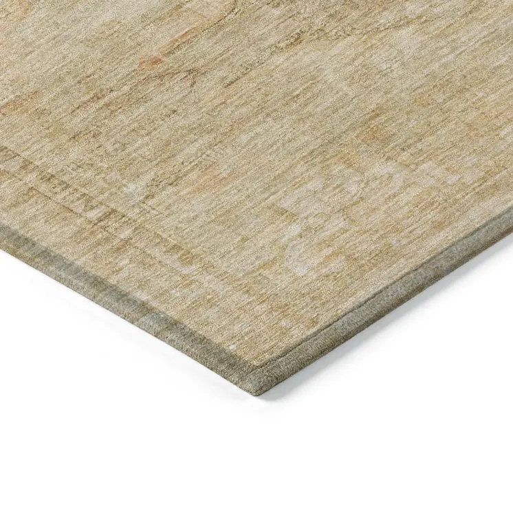 3' X 5' Linen And Wheat Aztec Washable Indoor Outdoor Area Rug
