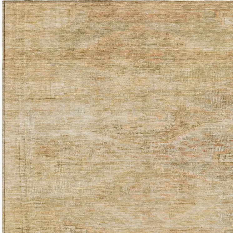 10' X 14' Linen And Wheat Aztec Washable Indoor Outdoor Area Rug