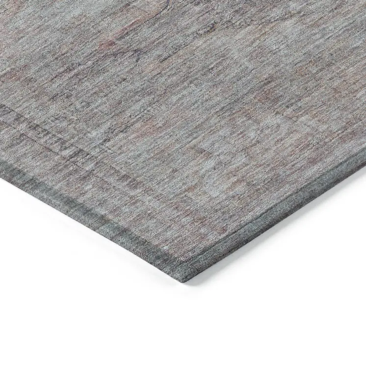5' X 8' Pewter And Gray Aztec Washable Indoor Outdoor Area Rug