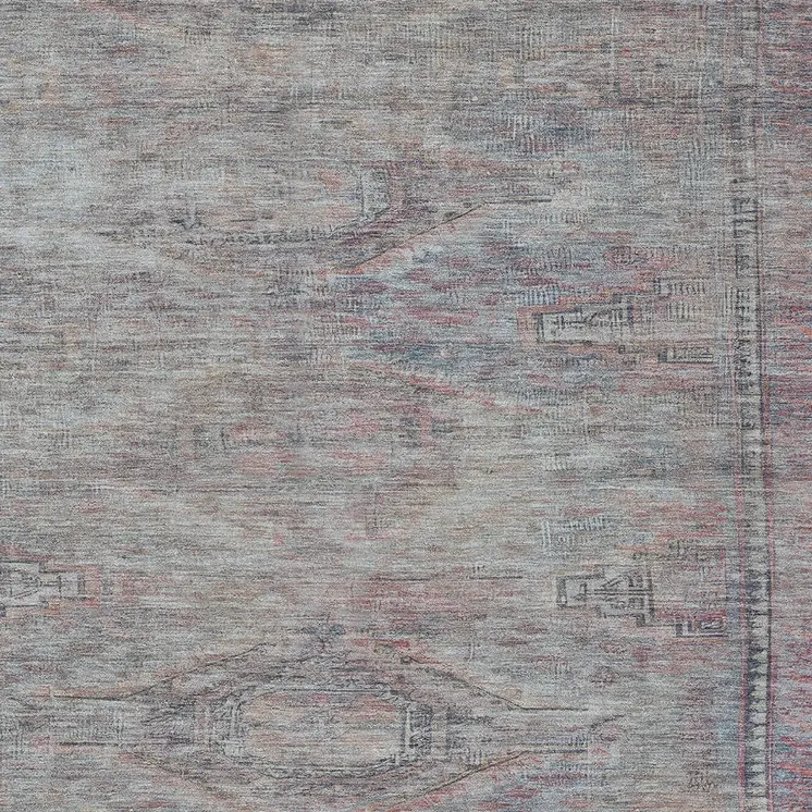 9' X 12' Pewter And Gray Aztec Washable Indoor Outdoor Area Rug