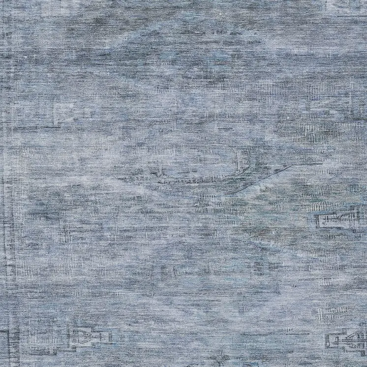 5' X 8' Sky Blue And Gray Aztec Washable Indoor Outdoor Area Rug