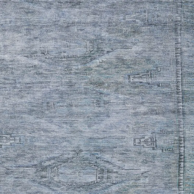 8' X 10' Sky Blue And Gray Aztec Washable Indoor Outdoor Area Rug