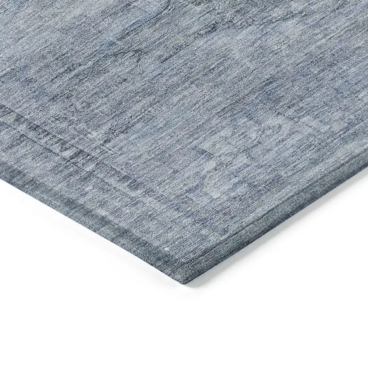 9' X 12' Sky Blue And Gray Aztec Washable Indoor Outdoor Area Rug
