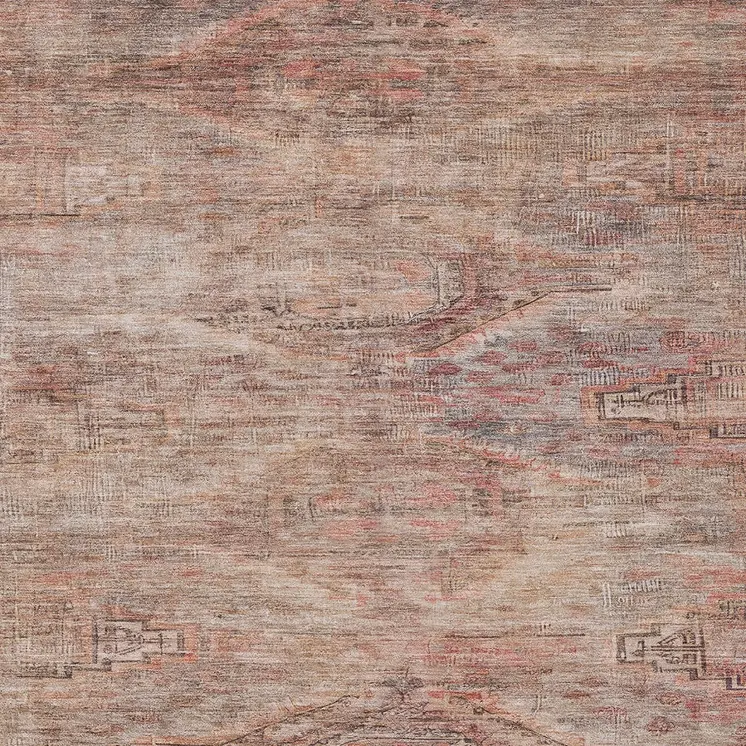 3' X 5' Salmon And Copper Aztec Washable Indoor Outdoor Area Rug