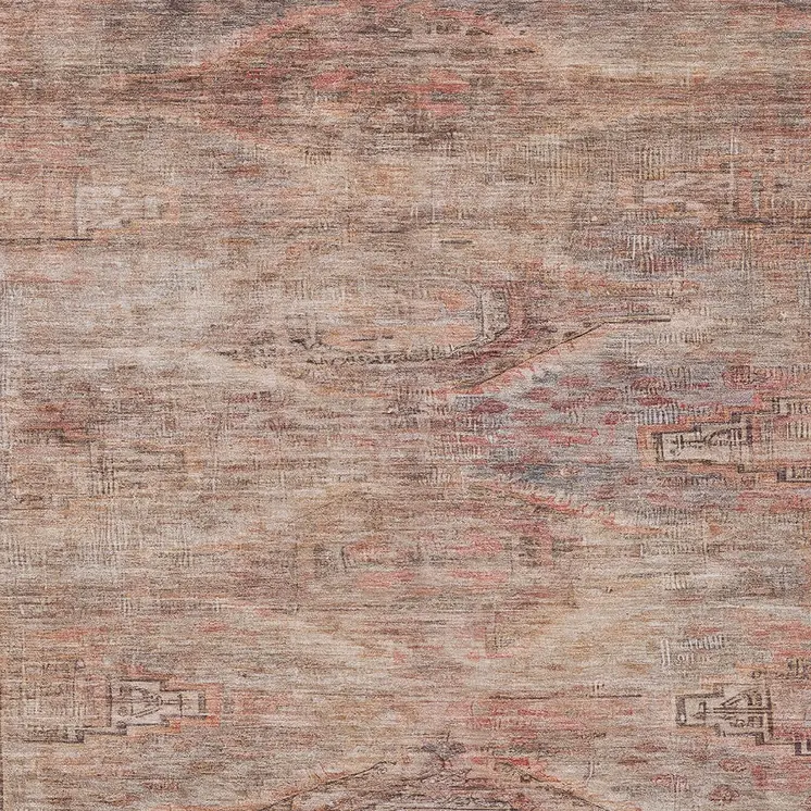 8' X 10' Salmon And Copper Aztec Washable Indoor Outdoor Area Rug