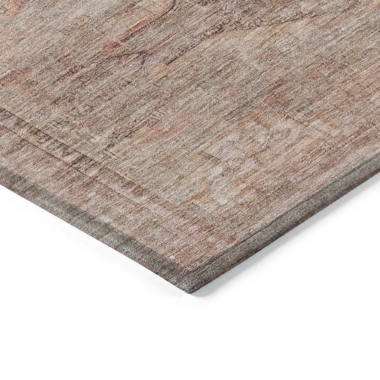 10' X 14' Salmon And Copper Aztec Washable Indoor Outdoor Area Rug