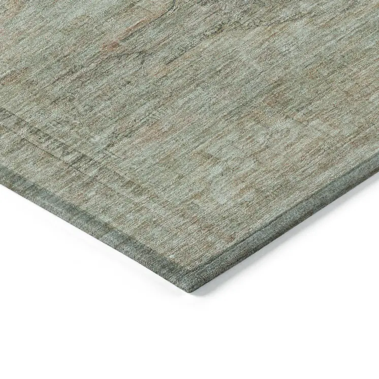 9' X 12' Teal Blue And Sage Aztec Washable Indoor Outdoor Area Rug