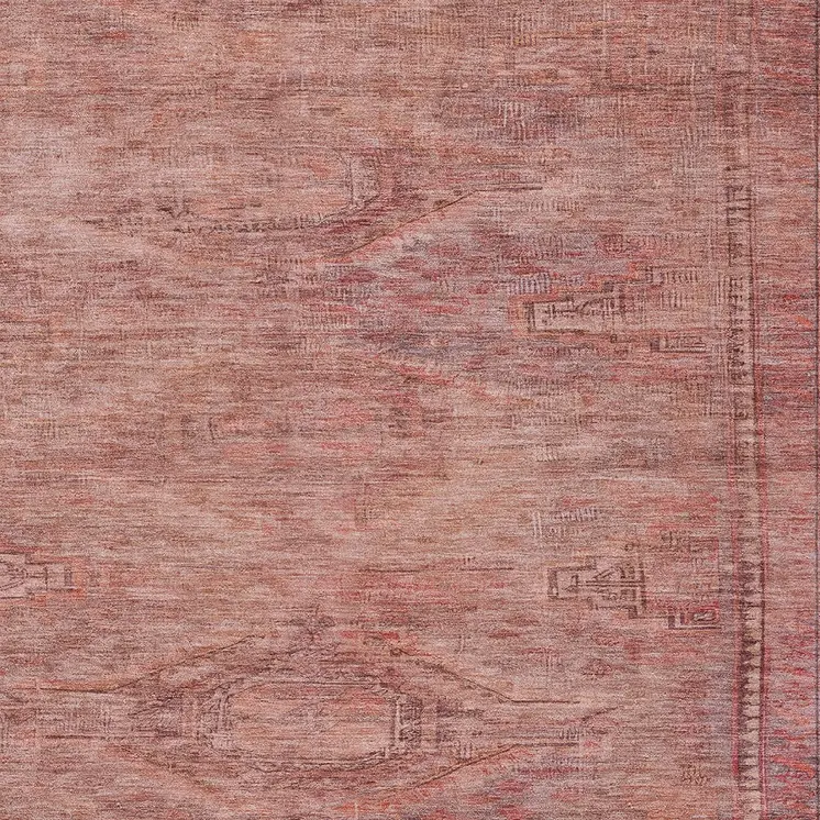 8' X 10' Terra Cotta And Salmon Aztec Washable Indoor Outdoor Area Rug