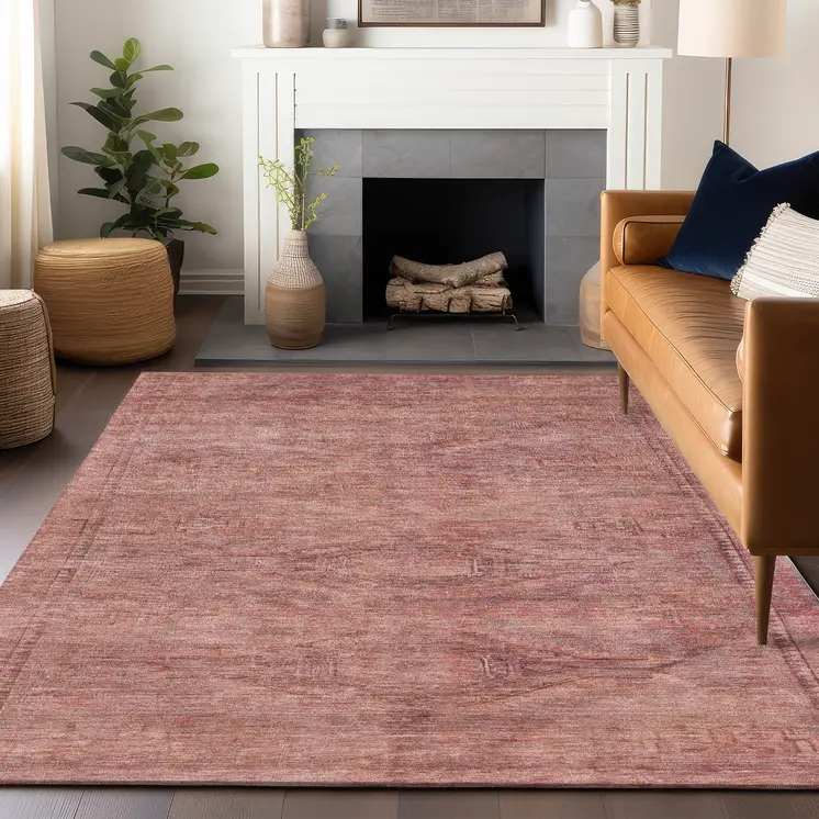 10' X 14' Terra Cotta And Salmon Aztec Washable Indoor Outdoor Area Rug