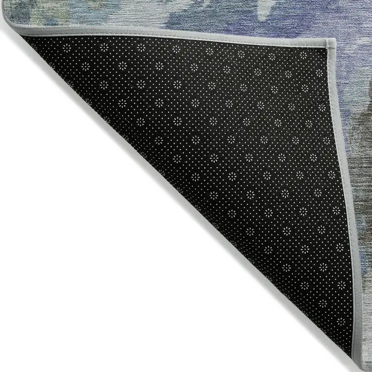 8' X 10' Blue And Gray Abstract Washable Indoor Outdoor Area Rug