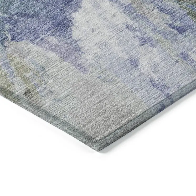 10' X 14' Blue And Gray Abstract Washable Indoor Outdoor Area Rug