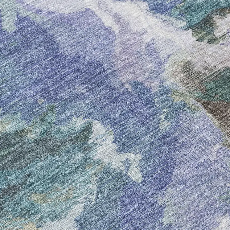 10' X 14' Blue And Gray Abstract Washable Indoor Outdoor Area Rug