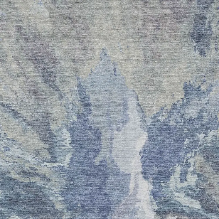 5' X 8' Denim Blue And Linen Abstract Washable Indoor Outdoor Area Rug