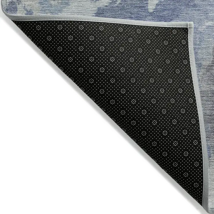 10' X 14' Denim Blue And Linen Abstract Washable Indoor Outdoor Area Rug