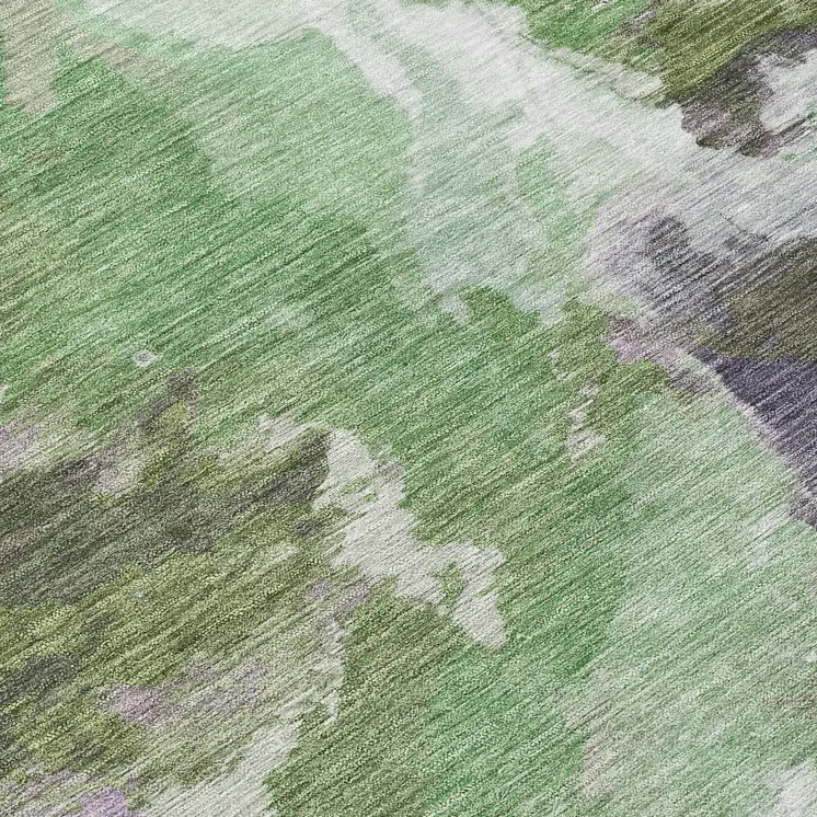 8' Green And Purple Round Abstract Washable Indoor Outdoor Area Rug
