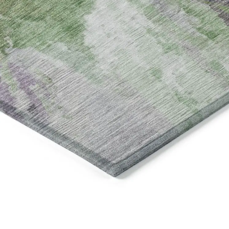 8' X 10' Green And Purple Abstract Washable Indoor Outdoor Area Rug