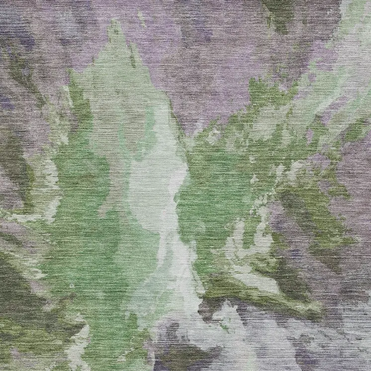 8' X 10' Green And Purple Abstract Washable Indoor Outdoor Area Rug