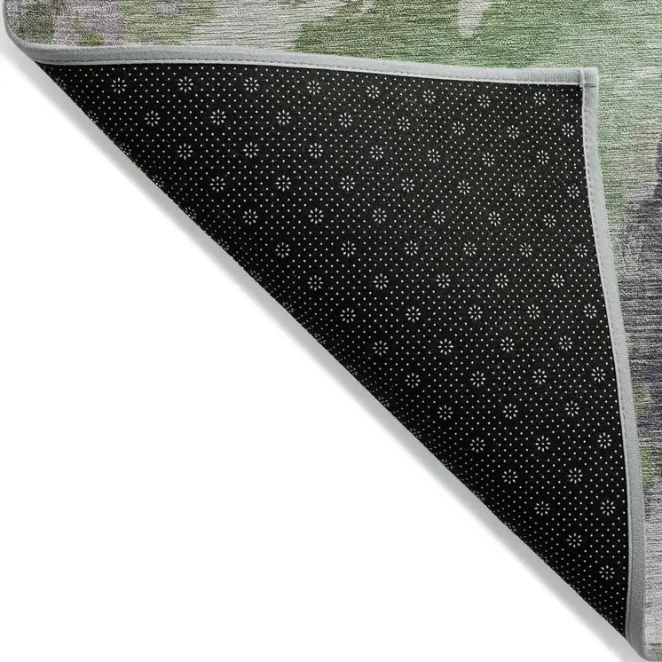 10' X 14' Green And Purple Abstract Washable Indoor Outdoor Area Rug