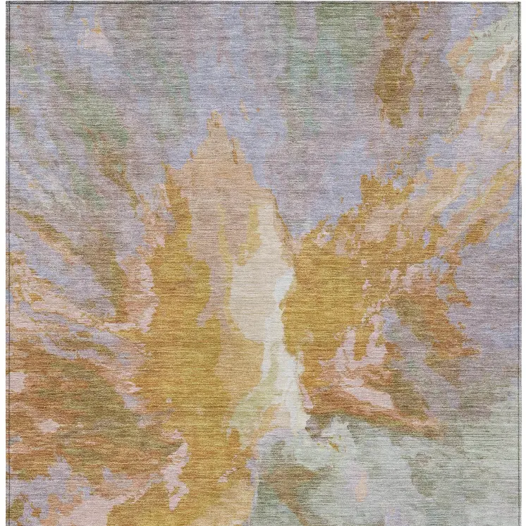 3' X 5' Rust And Lavender Abstract Washable Indoor Outdoor Area Rug