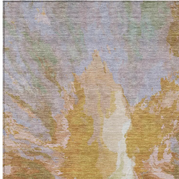 5' X 8' Rust And Lavender Abstract Washable Indoor Outdoor Area Rug