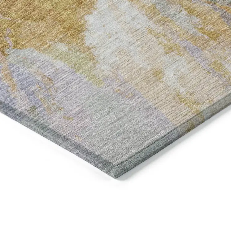 9' X 12' Rust And Lavender Abstract Washable Indoor Outdoor Area Rug