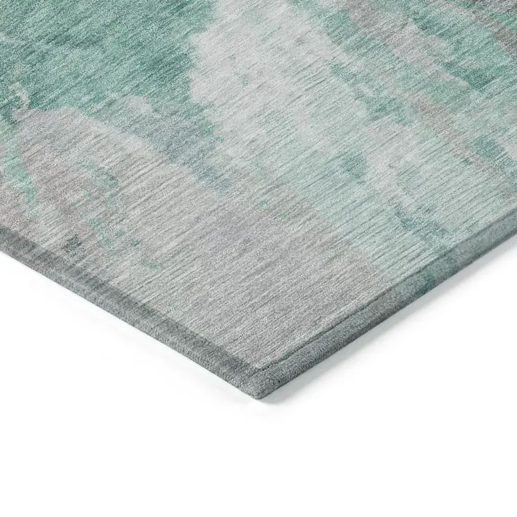 3' X 5' Teal Blue And Lavender Abstract Washable Indoor Outdoor Area Rug