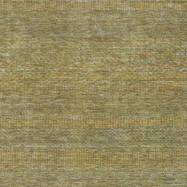 3' X 5' Sage And Gold Striped Washable Indoor Outdoor Area Rug