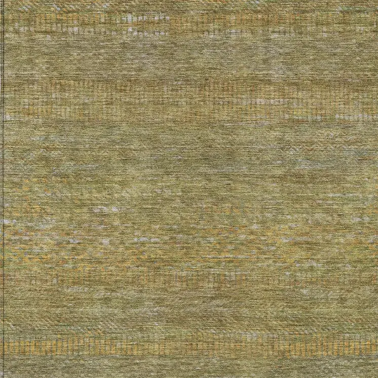 5' X 8' Sage And Gold Striped Washable Indoor Outdoor Area Rug