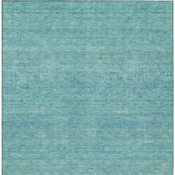 8' X 10' Aqua And Teal Blue Striped Washable Indoor Outdoor Area Rug