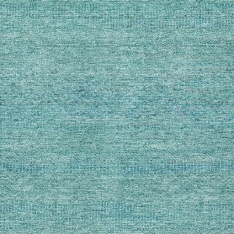 8' X 10' Aqua And Teal Blue Striped Washable Indoor Outdoor Area Rug
