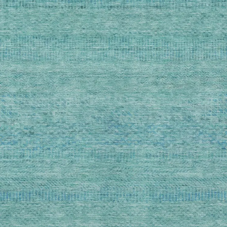 10' X 14' Aqua And Teal Blue Striped Washable Indoor Outdoor Area Rug