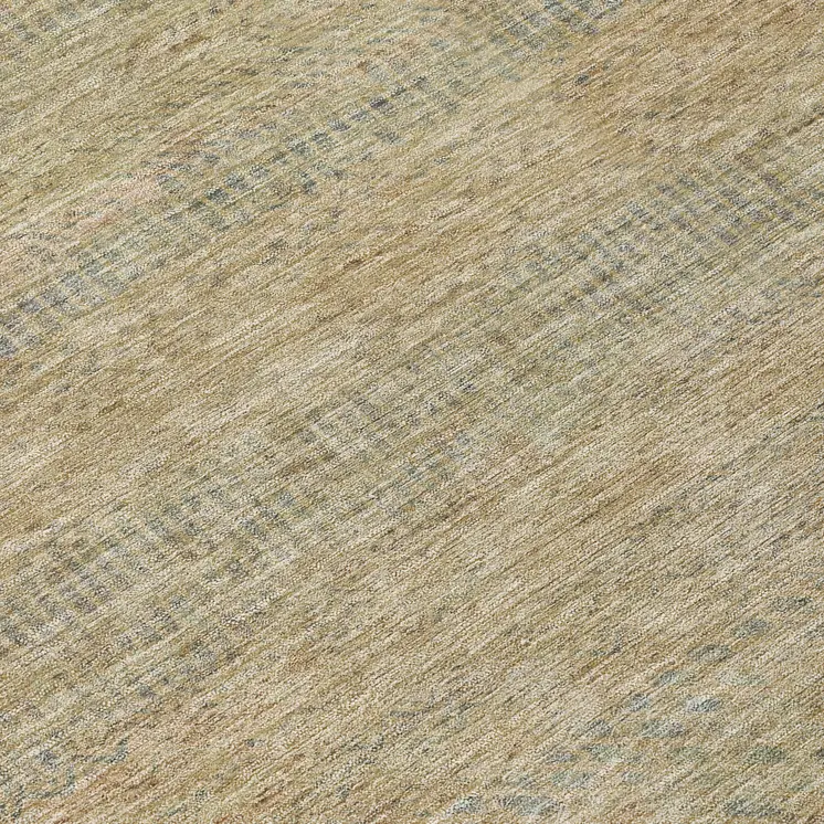 8' Beige And Taupe Round Striped Washable Indoor Outdoor Area Rug