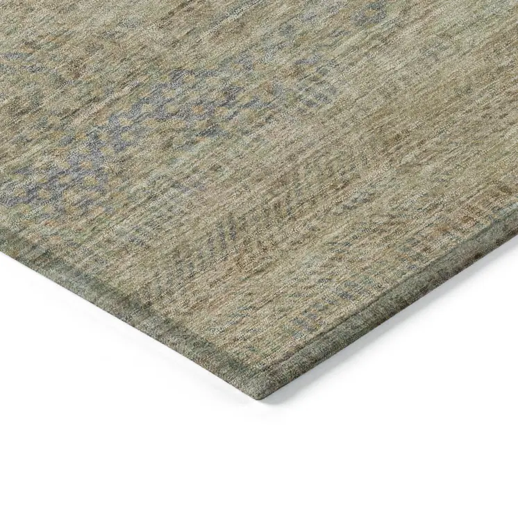 9' X 12' Beige And Taupe Striped Washable Indoor Outdoor Area Rug