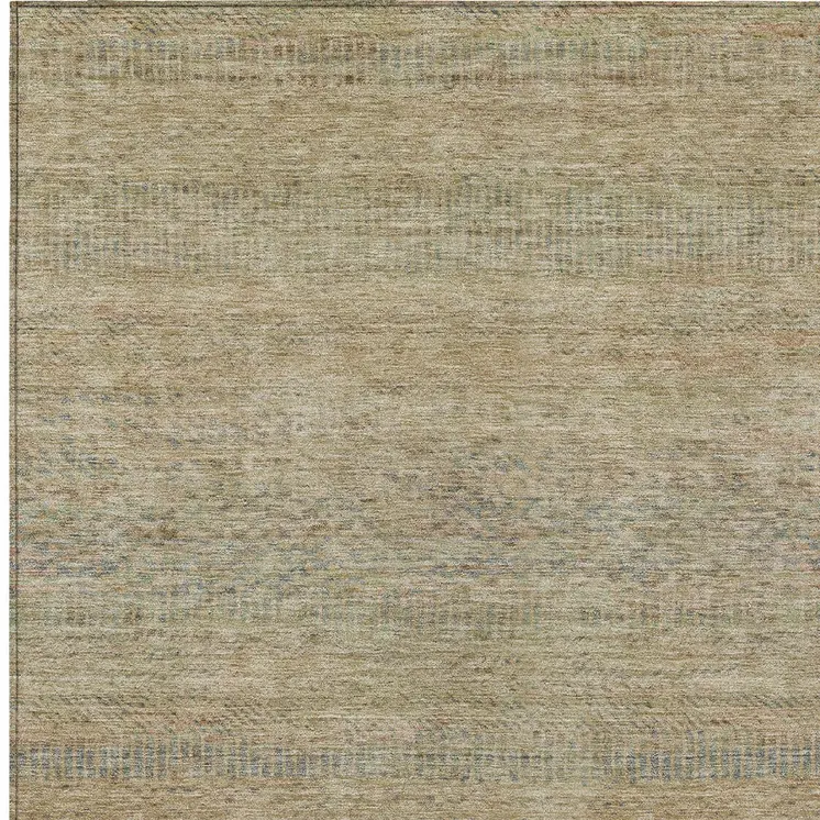 10' X 14' Beige And Taupe Striped Washable Indoor Outdoor Area Rug