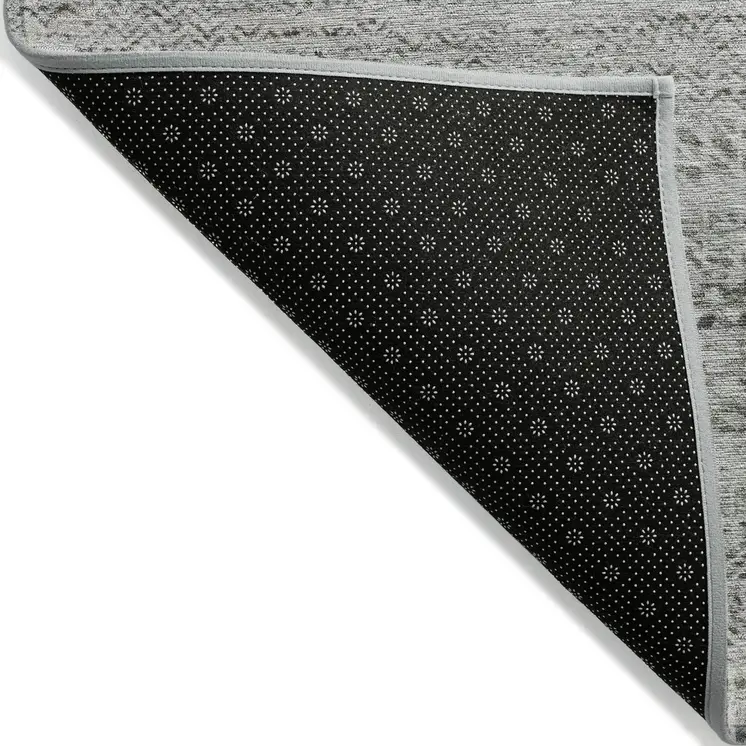 5' X 8' Gray And Charcoal Striped Washable Indoor Outdoor Area Rug