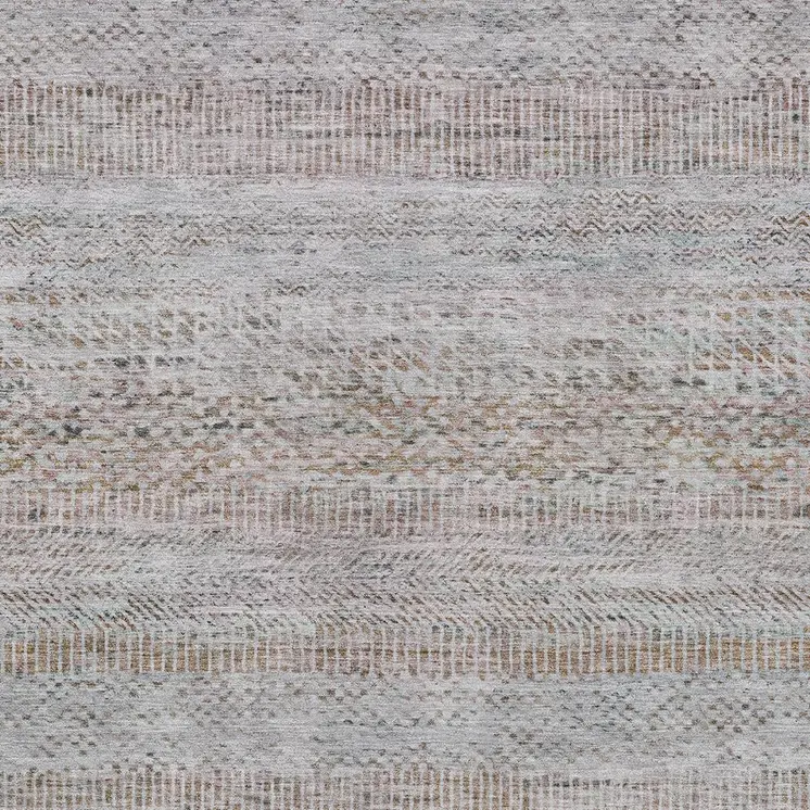 10' X 14' Linen And Gray Striped Washable Indoor Outdoor Area Rug