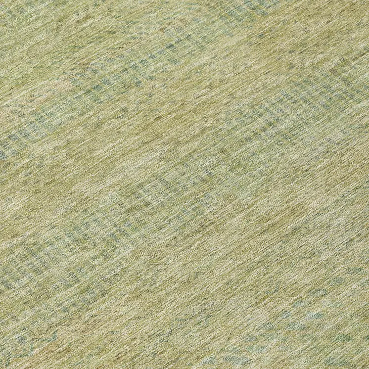 8' Wheat And Sage Round Striped Washable Indoor Outdoor Area Rug
