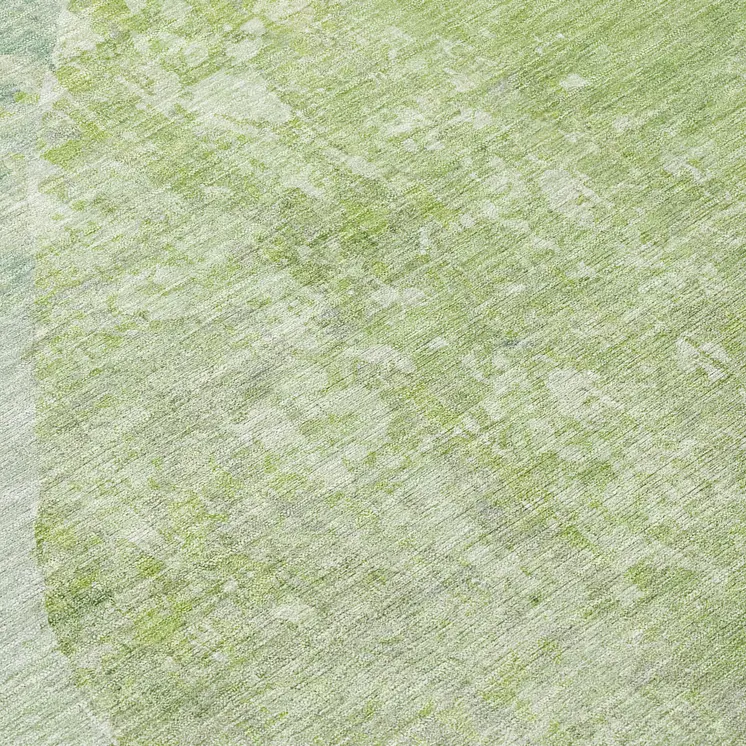 8' Artichoke Green And Mint Green Round Abstract Washable Indoor Outdoor Area Rug