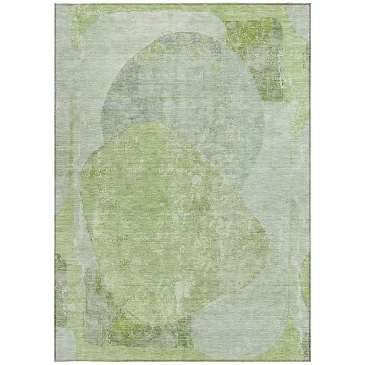 10' X 14' Artichoke Green And Mint Green Abstract Washable Indoor Outdoor Area Rug