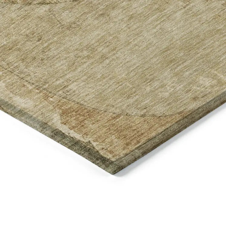 9' X 12' Brown And Beige Abstract Washable Indoor Outdoor Area Rug