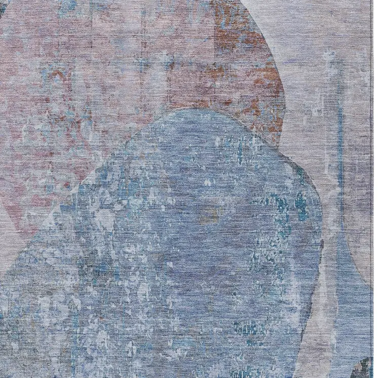 5' X 8' Blue And Sky Blue Abstract Washable Indoor Outdoor Area Rug